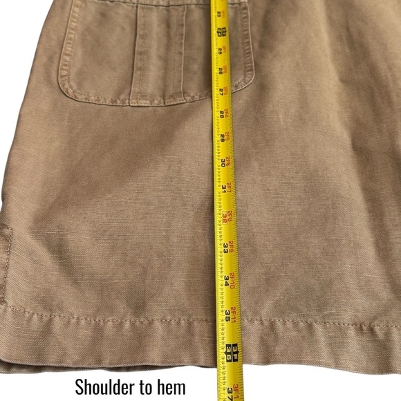 J. Crew Lace up V-Neck Canvas Short Sleeve Khaki Midi Dress Safari Summer 10 - Picture 10 of 10